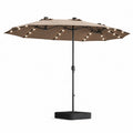 Modernein Double-Sided Patio Umbrella with Solar Light and Base - 15x9 FT